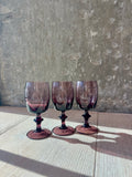 Vintage Italian Empoli Amethyst Wine Glasses - Set of 3